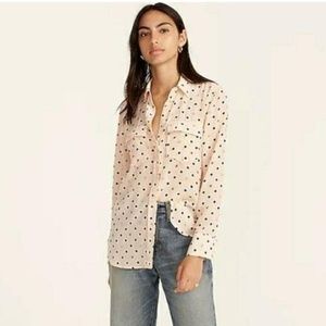 J.Crew Pale Pink Classic-fit Silk Shirt In Mixed Dots Button-down Top Size: US 4